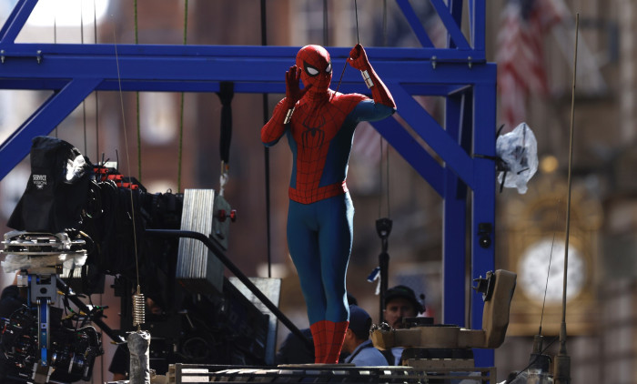 Tom Holland Films Scenes For Spider-Man In Glasgow, Scotland - 03 Aug 2025