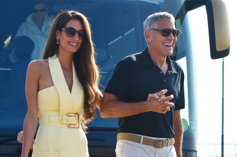 George and Amal Clooney arrive by water taxi for Venice Film Festival