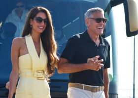 George and Amal Clooney arrive by water taxi for Venice Film Festival