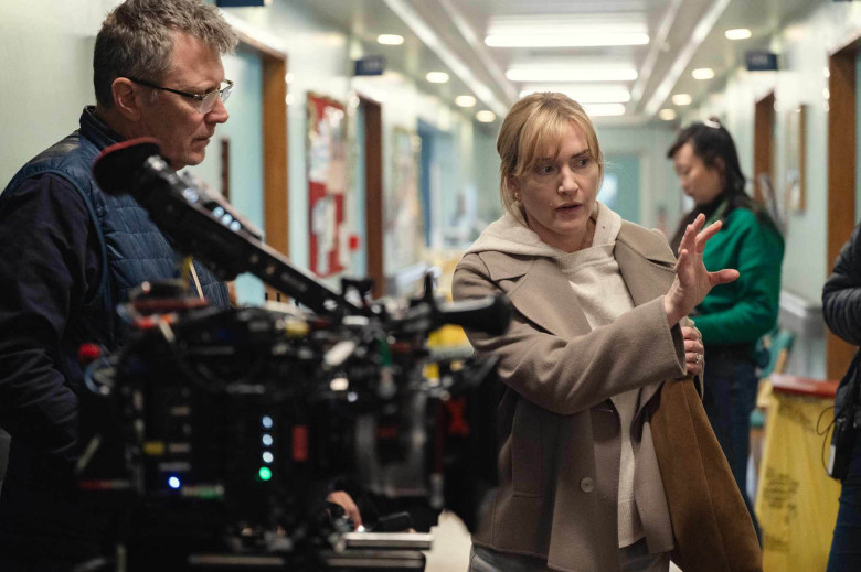 Kate Winslet on the set of 'Goodbye June'.