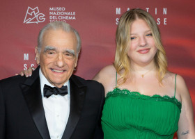 Torino, Italy. 7th October 2024. Film director Martin Scorsese (left) with daughter Francesca Scorsese (right) on red carpet during event in his honor at National Museum of Cinema Credit: Marco Destefanis/Alamy Live News