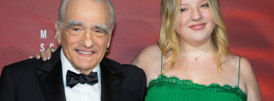 Torino, Italy. 7th October 2024. Film director Martin Scorsese (left) with daughter Francesca Scorsese (right) on red carpet during event in his honor at National Museum of Cinema Credit: Marco Destefanis/Alamy Live News