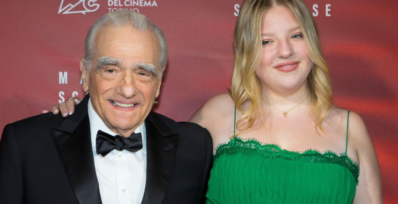 Torino, Italy. 7th October 2024. Film director Martin Scorsese (left) with daughter Francesca Scorsese (right) on red carpet during event in his honor at National Museum of Cinema Credit: Marco Destefanis/Alamy Live News