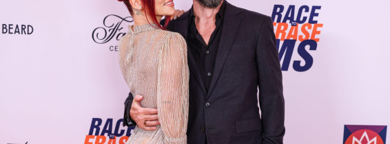 CENTURY CITY, LOS ANGELES, CALIFORNIA, USA - MAY 16: Sharna Burgess and fiancé Brian Austin Green arrive at the 32nd Annual Race To Erase MS Gala 2025 held at the Fairmont Century Plaza on May 16, 2025 in Century City, Los Angeles, California, United Stat