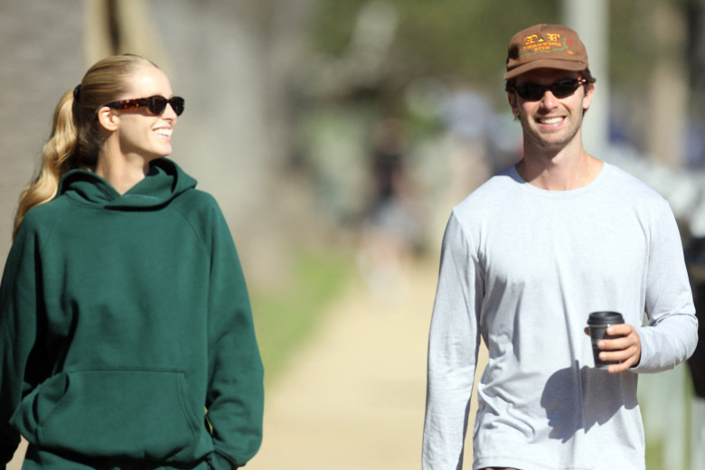 EXCLUSIVE: Patrick Schwarzenegger and Abby Champion are seen out walking in Santa Monica,  CA
