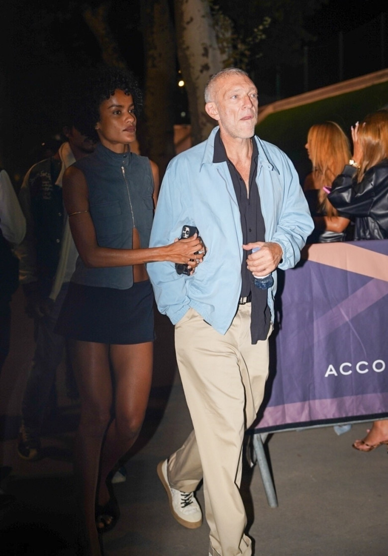 Vincent Cassel and his wife Narah Baptista arrive for Drake's concert