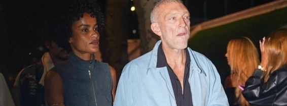 Vincent Cassel and his wife Narah Baptista arrive for Drake's concert