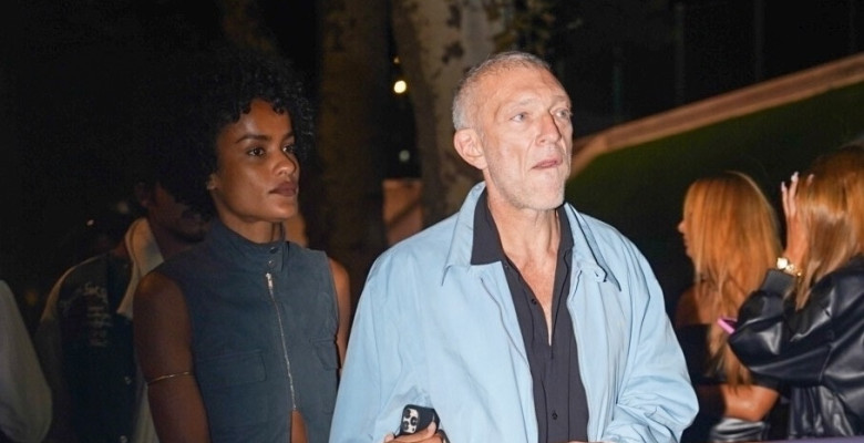 Vincent Cassel and his wife Narah Baptista arrive for Drake's concert