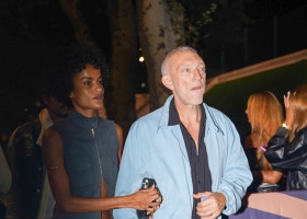 Vincent Cassel and his wife Narah Baptista arrive for Drake&apos;s concert