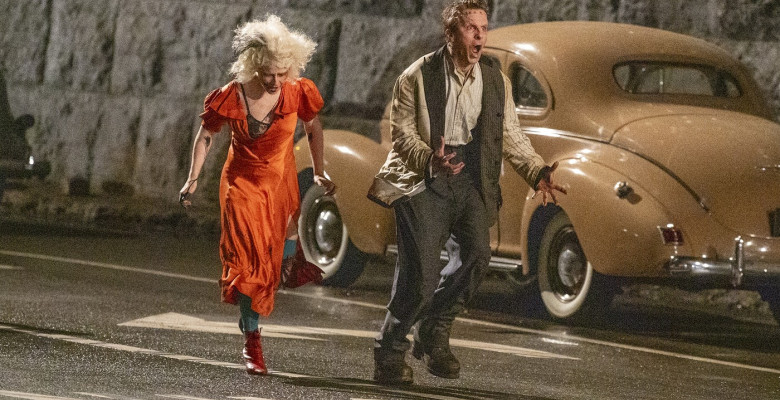 Christian Bale and Jessie Buckley monster kiss in full Frankenstein make up and costume on the set of 'The Bride'