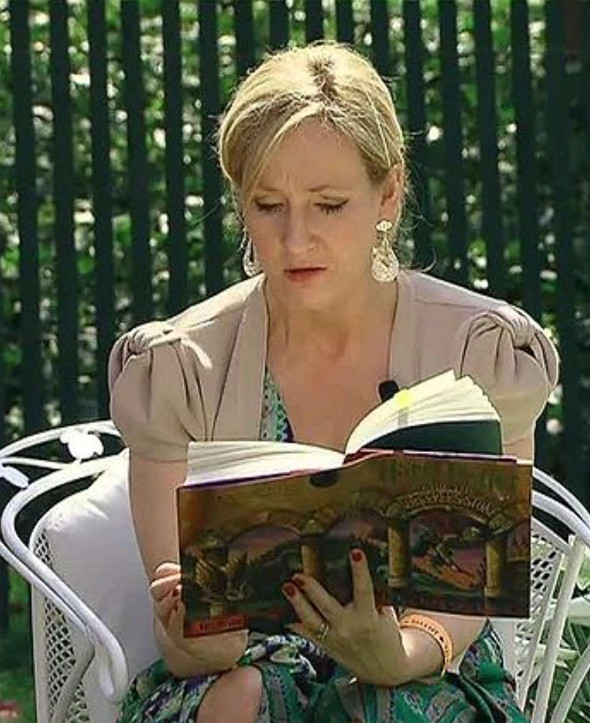 J.K. ROWLING English novelist reading from her book Harry Potter and the Sorcerer's Stone at the Easter Egg Roll ceremony at the White House in 2010