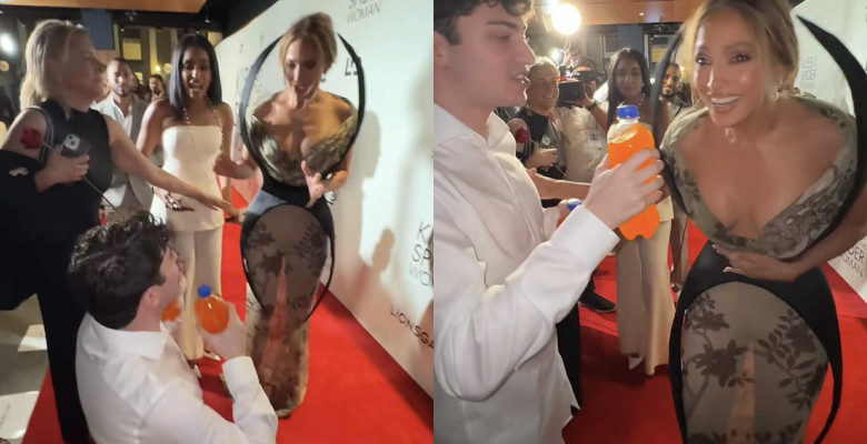 Reacția lui Jennifer Lopez când un fan a îngenuncheat în fața ei/ Foto: Captură video Instagram