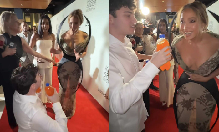 Reacția lui Jennifer Lopez când un fan a îngenuncheat în fața ei/ Foto: Captură video Instagram
