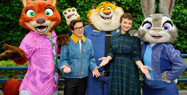 Ke Huy Quan and Ginnifer Goodwin Pose With “Zootopia 2” Characters at Disney California Adventure Park