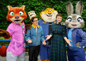 Ke Huy Quan and Ginnifer Goodwin Pose With “Zootopia 2” Characters at Disney California Adventure Park