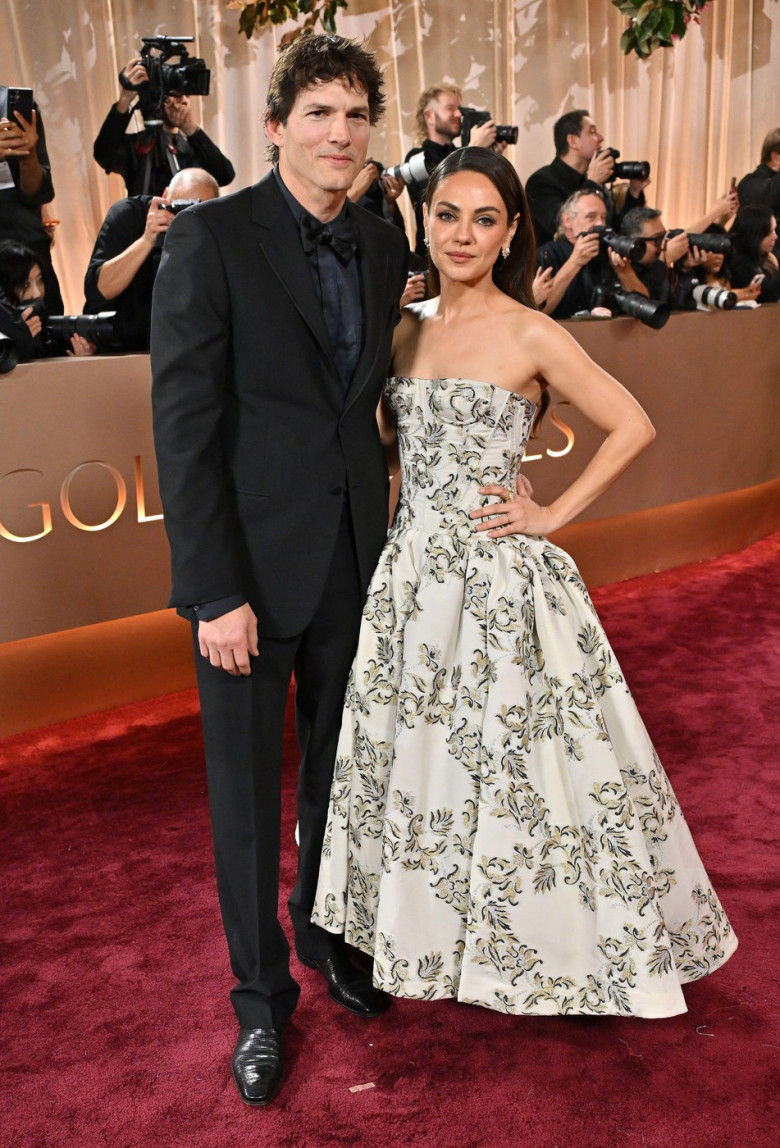 Beverly Hills, USA. 11th Jan, 2026. Ashton Kutcher and Mila Kunis arriving at the 83rd Annual Golden Globes held at the Beverly Hilton Hotel on January 11, 2026 in Beverly Hills, CA.  OConnor-Arroyo/AFF-USA.com Credit: AFF/Alamy Live News