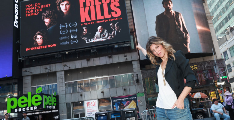 Jennifer Esposito Celebrates Times Square Billboard For "Fresh Kills"
