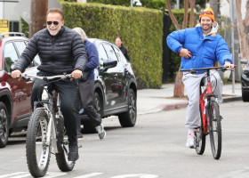PREMIUM EXCLUSIVE Arnold Schwarzenegger Is Thrilled To Bike Alongside Son Patrick