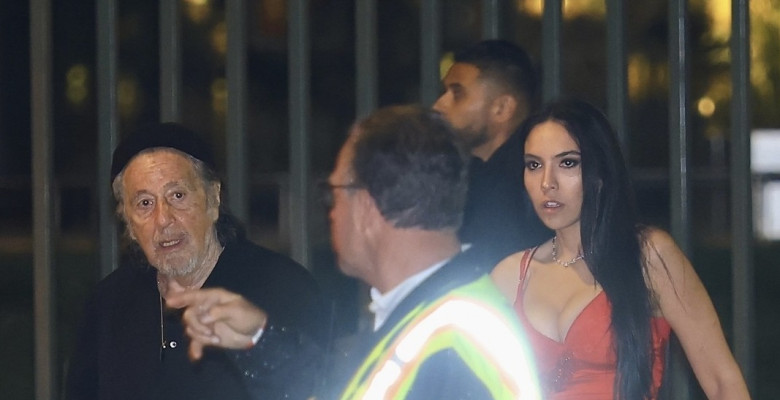 Al Pacino and Noor Alfallah Leave the Vanity Fair Oscar Party at LACMA