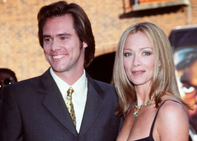 6/1/98 Westwood, CA. Jim Carrey and Lauren Holly at the premiere of his new movie "The Truman Show."