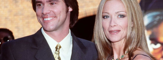 6/1/98 Westwood, CA. Jim Carrey and Lauren Holly at the premiere of his new movie "The Truman Show."