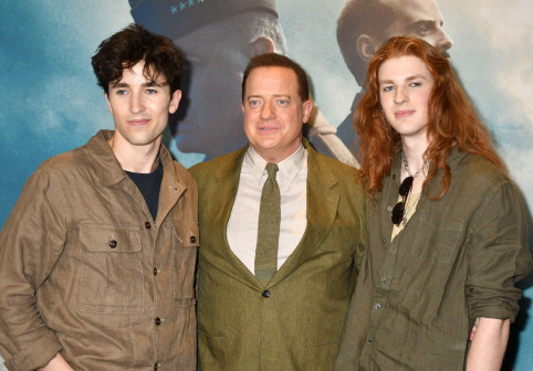 New York, NY, USA. 26th May, 2026. Griffin Arthur Fraser, Brendan Fraser and Leland Francis Fraser at the NY World Premiere of Pressure on May 26, 2026 at Lincoln Square 13 in New York City. Credit: Mpi099/Media Punch/Alamy Live News