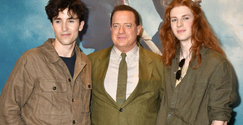 New York, NY, USA. 26th May, 2026. Griffin Arthur Fraser, Brendan Fraser and Leland Francis Fraser at the NY World Premiere of Pressure on May 26, 2026 at Lincoln Square 13 in New York City. Credit: Mpi099/Media Punch/Alamy Live News
