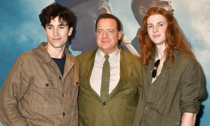 New York, NY, USA. 26th May, 2026. Griffin Arthur Fraser, Brendan Fraser and Leland Francis Fraser at the NY World Premiere of Pressure on May 26, 2026 at Lincoln Square 13 in New York City. Credit: Mpi099/Media Punch/Alamy Live News