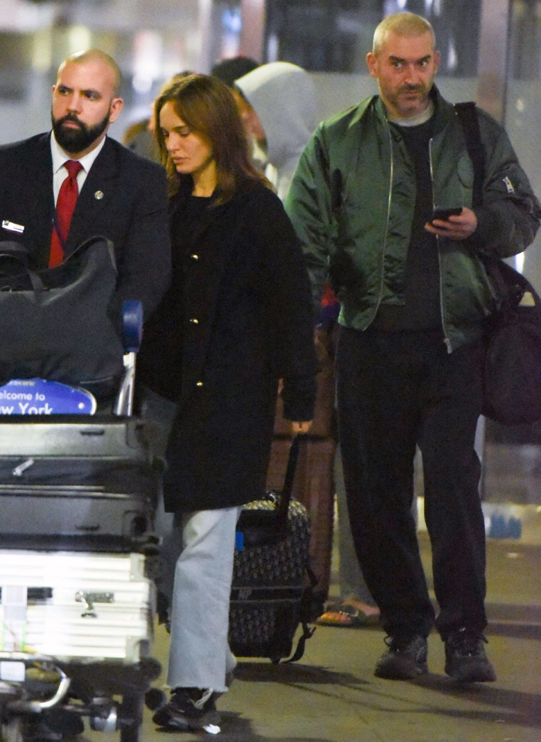 EXCLUSIVE: Natalie Portman and Boyfriend Tanguy Destable Spotted at JFK airport in New York City.