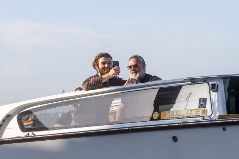 Hollywood Star Russell Crowe arrives in Venice with family during the 83rd Venice Film Festival.