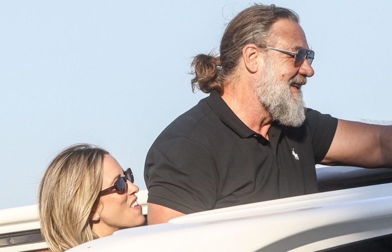 Hollywood Star Russell Crowe arrives in Venice with family during the 83rd Venice Film Festival.