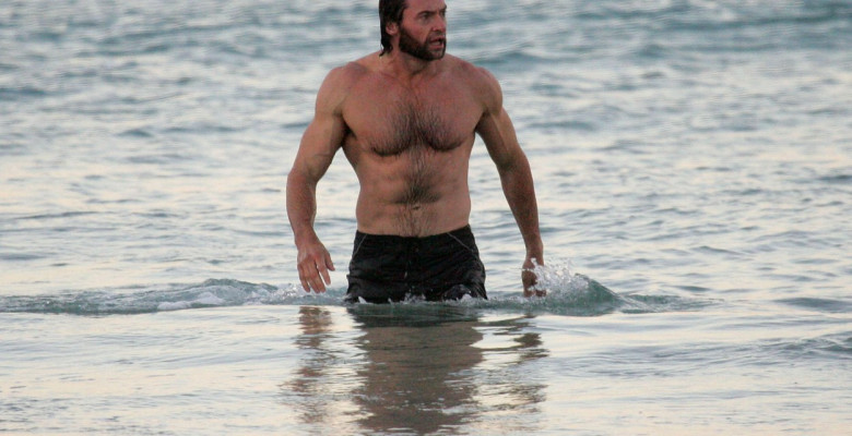 **RESTRICTIONS APPLY**Hugh Jackman takes an early morning swim on a brisk Winter's day at Bondi Beach