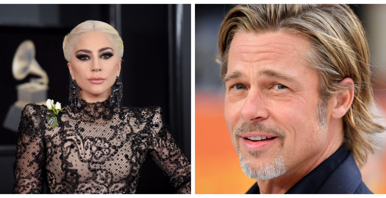 Lady Gaga, Brad Pitt. Getty Images