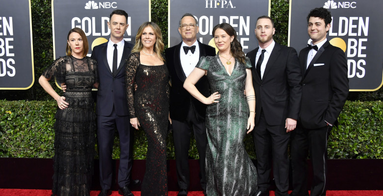 Samantha Bryant, Colin Hanks, Rita Wilson, Tom Hanks, Elizabeth Ann Hanks, Chet Hanks și Truman Theodore Hanks, în 2020