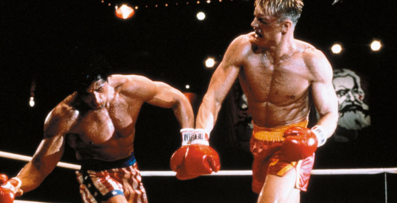 ROCKY IV (1985) - Dolph Lundgren și Sylvester Stallone. Foto: Profimedia