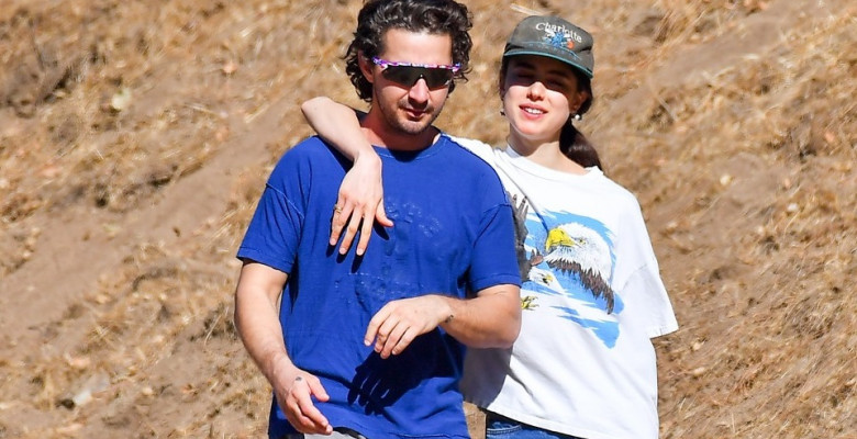 Shia LaBeouf heads out on a shirtless hike with his girlfriend Margaret Qualley in Los Angeles