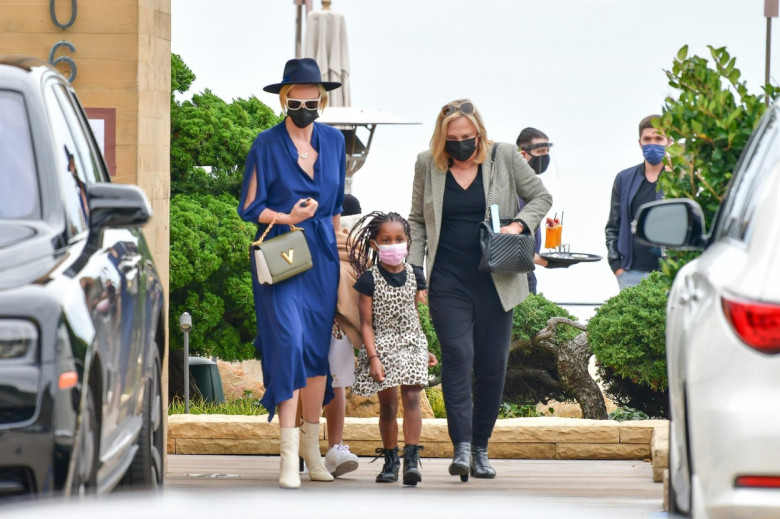*EXCLUSIVE* Charlize Theron leaving Nobu with her family in Malibu, CA