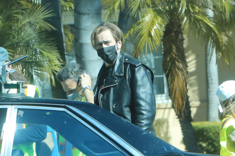 Nicolas Cage out filming in Beverly Hills