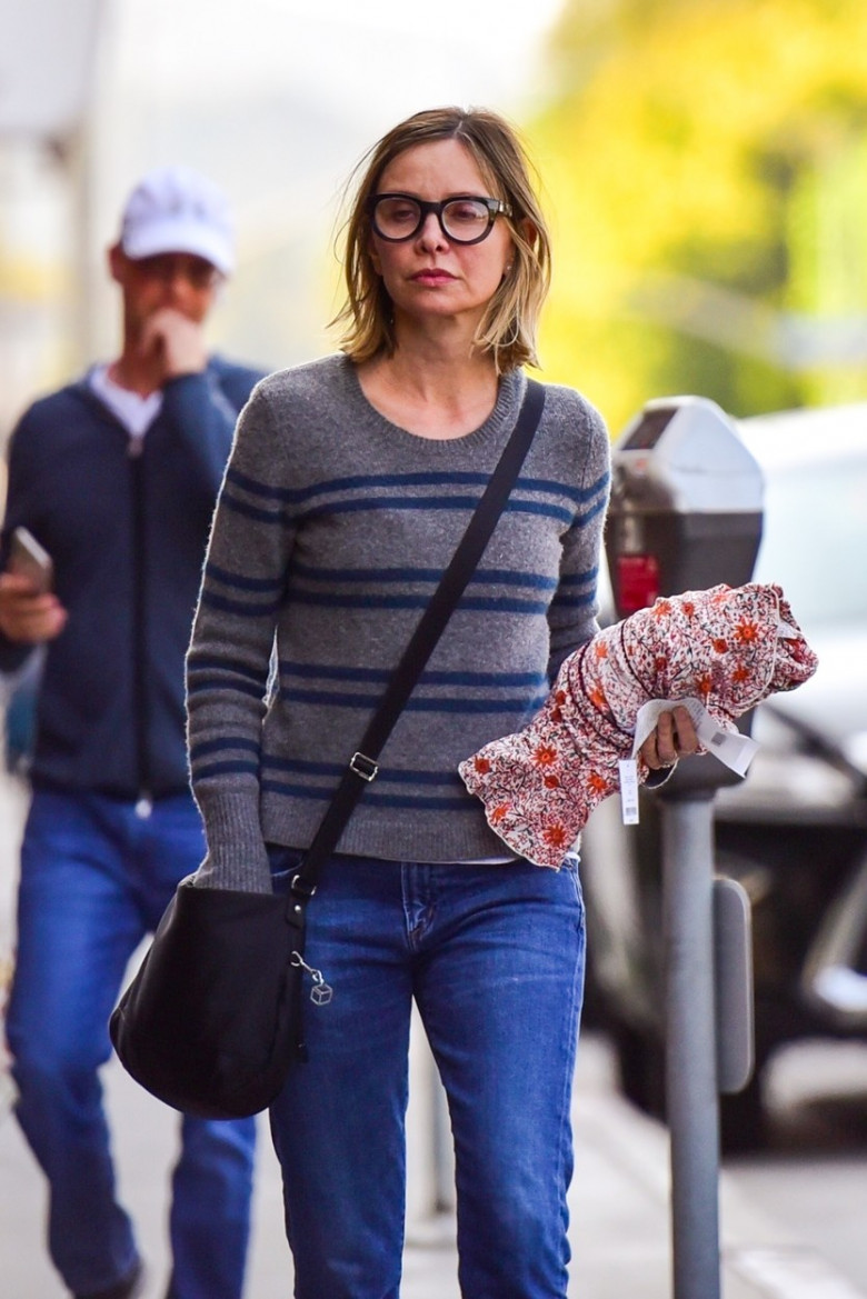 *EXCLUSIVE* Calista Flockhart steps out in Brentwood for a quick shopping trip that requires no shopping bags!