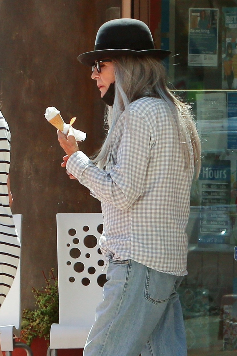 *EXCLUSIVE* Diane Keaton grabs Ice Cream and goes shopping in Palm Springs