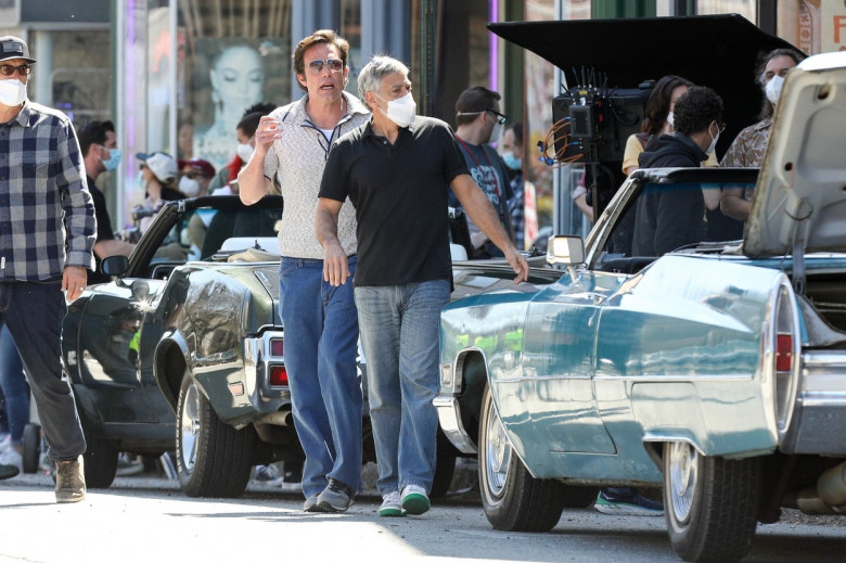 *EXCLUSIVE* Ben Affleck is spotted with director George Clooney on the set of "The Tender Bar" as Ben wraps up filming