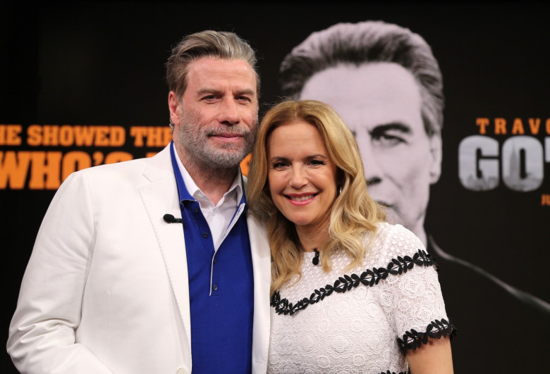 John Travolta And Kelly Preston Appear On  Despierta America TV Show In Miami