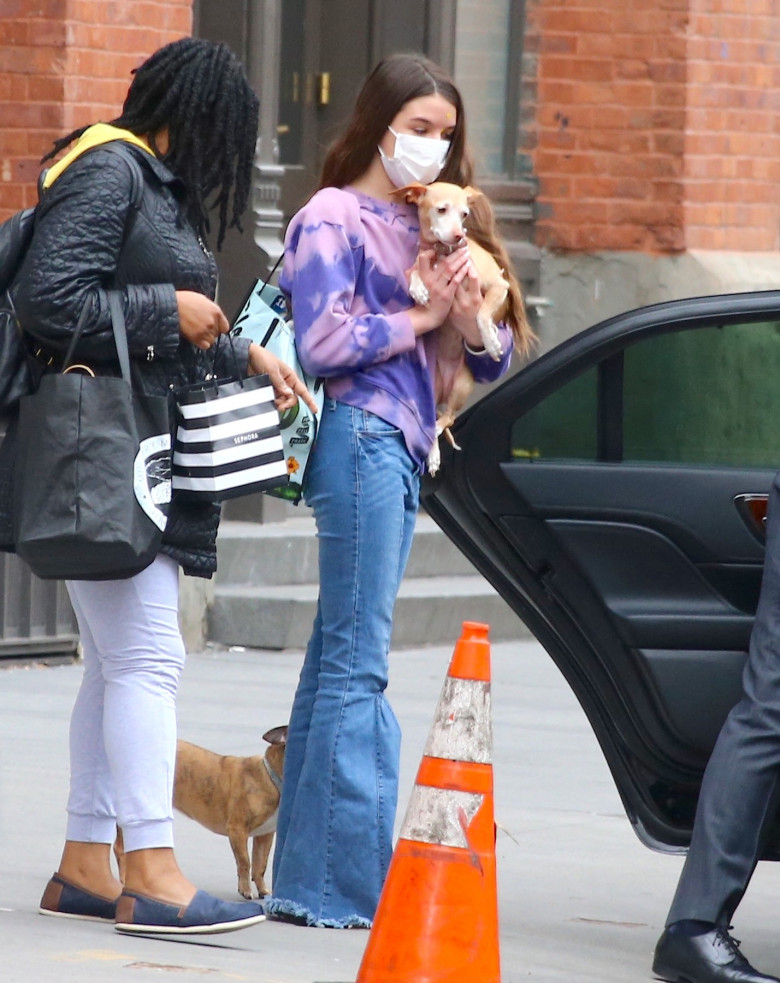 Suri Cruise with her dogs in New York