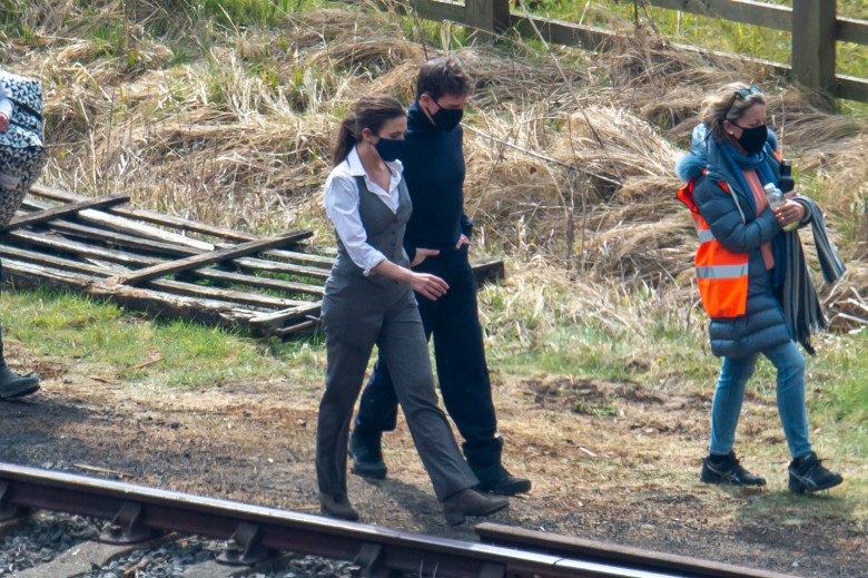 EXCLUSIVE: NO WEB UNTIL WEDNESDAY, APRIL 21ST 10AM EST- Tom Cruise And Hayley Atwell Are Seen On Set Of Mission Impossible 7
