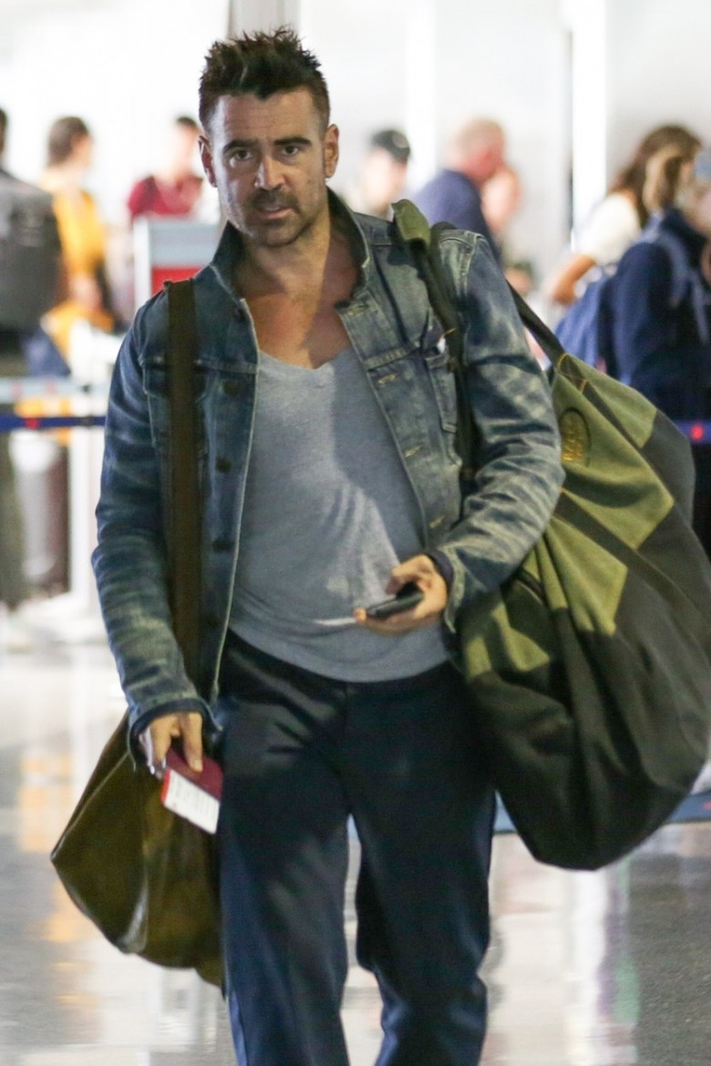 *EXCLUSIVE* Colin Farrell arrives for his departing flight at LAX