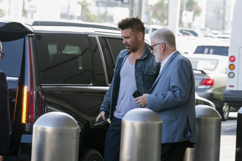 *EXCLUSIVE* Colin Farrell arrives for his departing flight at LAX