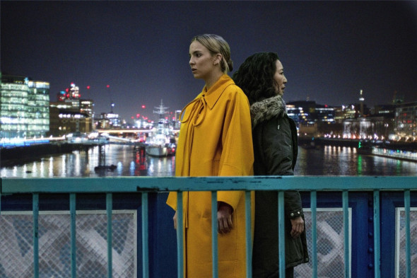 UK. Sandra Oh and Jodie Comer  in the ©BBC series : Killing Eve - season 3 (2020).Ref: LMK106-J6557-030620Supplied by LMKMEDIA. Editorial Only.Landmark Media is not the copyright owner of these Film or TV stills but provides a service only for recognis