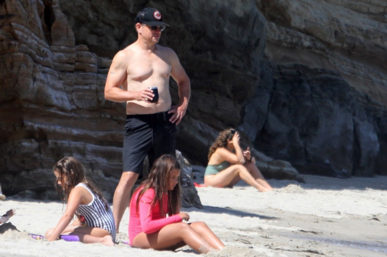 *EXCLUSIVE* Matt Damon enjoys a day at the beach with his wife and kids