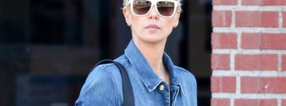 *EXCLUSIVE* Charlize Theron doubles up her denim for lunch at Sugarfish