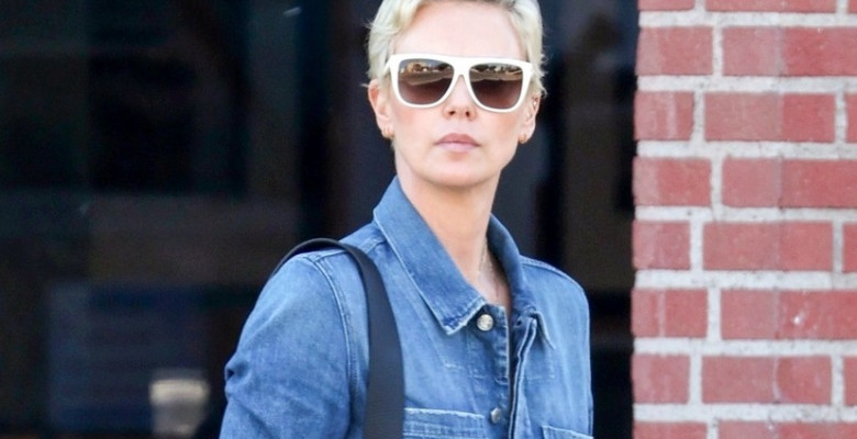 *EXCLUSIVE* Charlize Theron doubles up her denim for lunch at Sugarfish